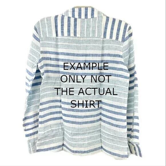 UNTUCKit Womens Vietti Linen Shirt Blue White Striped Button Up L Sleeve 14 NWT - Picture 5 of 12
